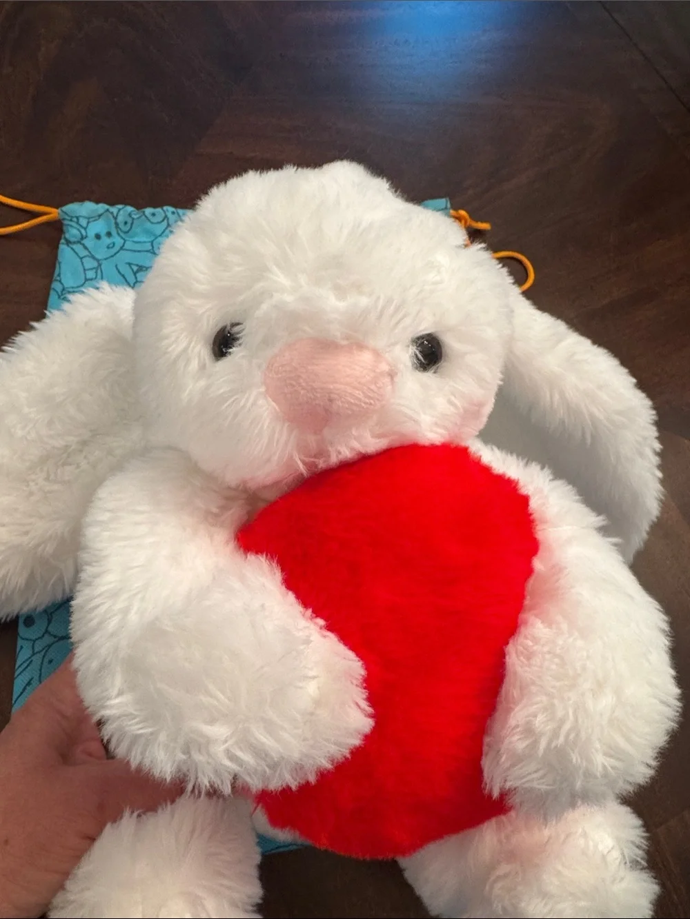 Jellycat White Bunny Plush Hugging Bright Red Heart